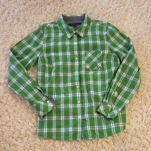 Tommy Hilfiger Green and White Plaid Lasies Shirt